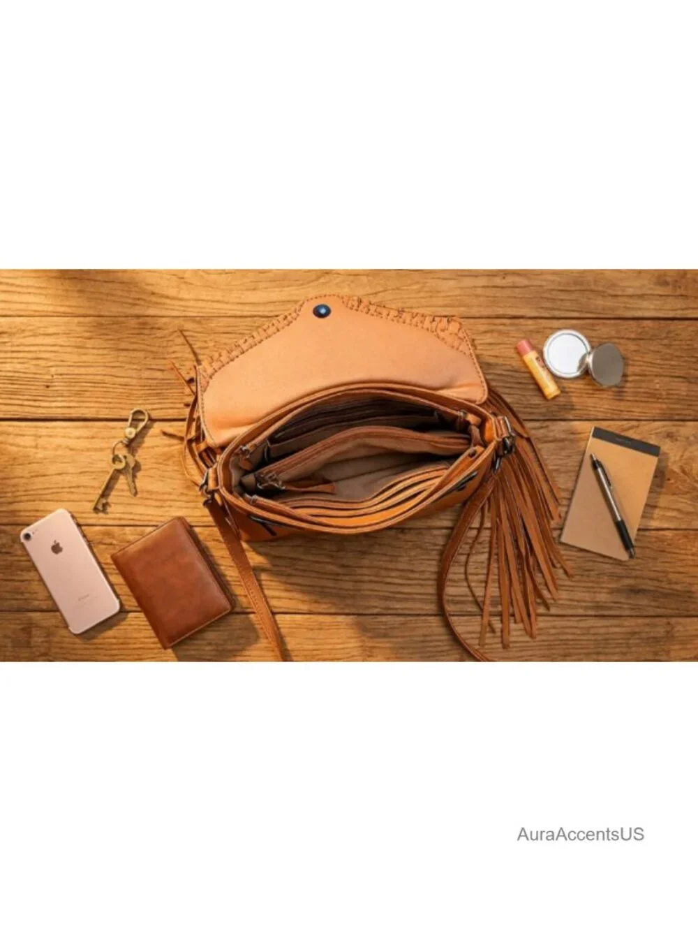 Vintage Fringe Purse Hobo Bag Vegan Leather Tassel Crossbody Handbag